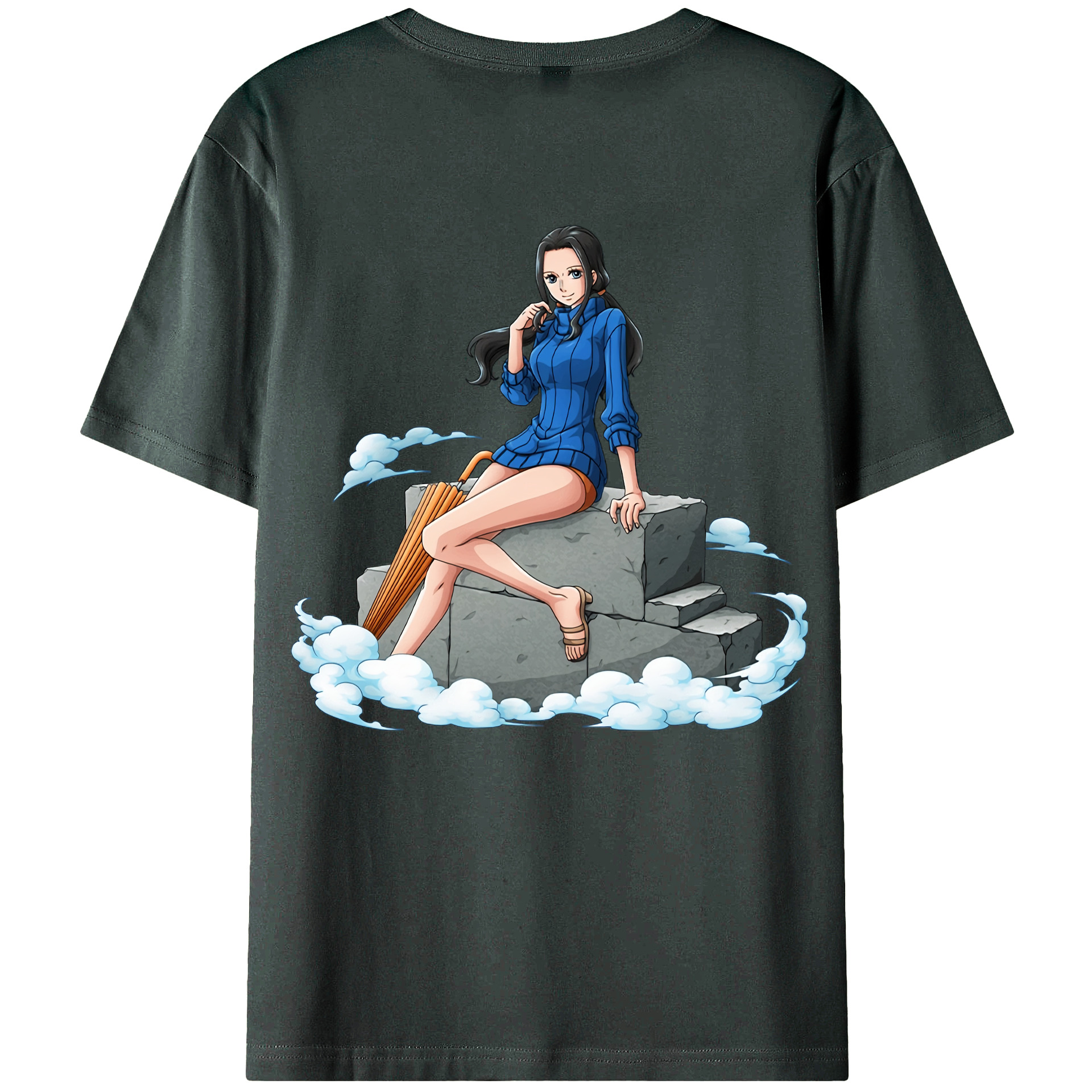 ワンピース ニコ・ロビン ONE PIECE Nico Robin 綿100％ メンズ半袖Tシャツ（バックプリント） 通気性